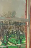 British School, Through the Window, oil on paper