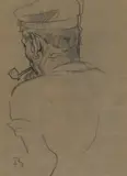Ra Sir Frank Brangwyn, Sailor smoking a pipe, pencil and ink