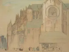 Ra Sir Frank Brangwyn, The church of Notre Dame, Eu, watercolour and pencil