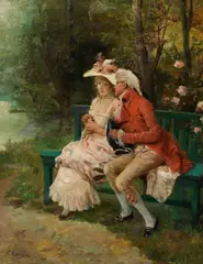 Antonio Lonza, The rendez-vous, oil on canvas