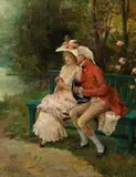 Antonio Lonza, The rendez-vous, oil on canvas