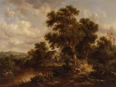 Richard H. Hilder, Landscape with a fisherman, oil on canvas