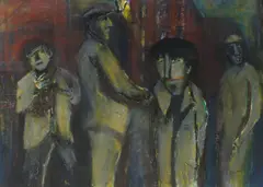 John Thompson, Group Series 1062, chalk and charcoal on paper