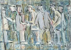 John Thompson, Group Series 1048, acrylic and pastel on paper