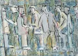 John Thompson, Group Series 1048, acrylic and pastel on paper