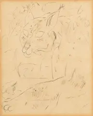 David Jones C.H. C.B.E., Leopard, pen and ink on paper