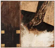 Llyn Foulkes, Within Ercha, 1960, Oil, tar, and collage on canvas