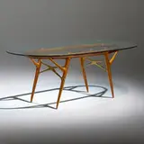 Ico and Luisa Parisi, Dining table, c. 1950, elm, brass, glass