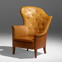 Steen Eiler Rasmussen, Rare and Important armchair, 1936, stained beech, leather