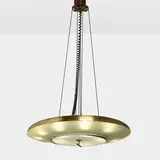 Max Ingrand, Adjustable chandelier, model 2193, c. 1962, brass, enameled aluminum, glass