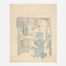 Ruth Sharon, Untitled, ink and watercolor on burlap mat board