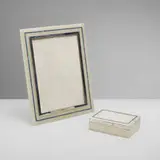Henry Griffith & Sons, George V picture frame and box, onyx, silver, lapis lazuli inlay, glass