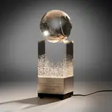 James Houston for Steuben, National Geographic Society Centennial Award trophy, 1988, acid-etched lead glass, silver, painted wood
