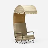 Jean Royere, Canopy chair, c. 1960, corduroy, enameled steel