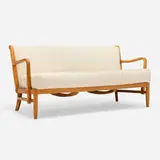 Otto Schulz, Settee, c. 1940, oak, upholstery