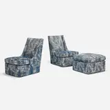 Donghia, Lounge chairs, pair and ottoman