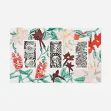 Robert Kushner, Pomegranates and Lilies, Eve, Climbing Roses and Flowered Mat (from the Joy of Ornament series), 1980, soft-ground etching with drypoint and aquatint, color soft-ground etching with aquatint and drypoint mounted to board with three windows