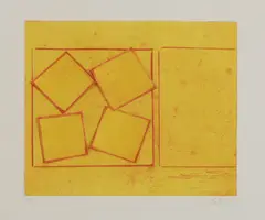 Untitled by Sandra Blow, Sandra Blow RA (1925-2006) 'QUARTET IN YELLOW' Etching with collage, sold Jun 2020