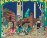 Ethelbert White, The good-humoured ladies, design for a Diaghilev stage set, pen, ink and watercolour