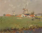 Frederick Hall, Windmill, oil on board