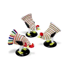 Fulvio Bianconi, Three Hens, for Venini, glass, acid etched 'VENINI MURANO ITALIA' to top of each base