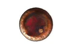 Roberto Aloi, Two Plates circa 1955 enameled copper, largest plate signed 'Aloi' on the underside -, Two Plates circa 1955 enameled copper, largest plate signed 'Aloi' on the underside -
