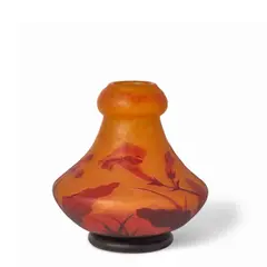 Daum, Footed Vase, wheel-carved cameo and martelé glass, etched 'Daum Nancy' with Cross of Lorraine