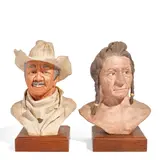 Indian Head #50, Mexican Head #50 (Two) by Edward Rohn Indian Head #50, Mexican Head #50, sold Nov 2025