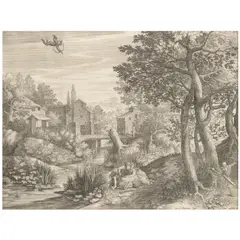 Johannes, Landscape with a Couple Threatened by Death and Cupid (Hollstein 584), n.d., Engraving on paper