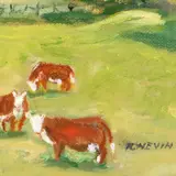 Richard Nevin, Cows in Pasture, oil on canvas