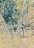 Lawton S. Parker, View of a Lake Through the Trees, oil and pencil on board