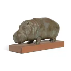 American School, Hippopotamus, bronze with greenish brown pattina