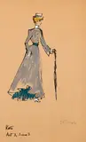 René Bouché, Costume Design for Kate in Ferenc Molnar's Swan, 1954, gouache, watercolor and ink on paper
