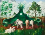Gilbert Adrian, At the watering hole, Brazil, oil on canvas