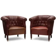 Poltrona Frau, Pair of Fumoir Armchairs, beech, leather