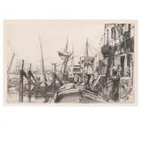 James Abbott McNeill Whistler, Limehouse, from Thames Set (Kennedy 40, Glasgow 48), 1859, Etching on laid paper with partial Hudelis T watermark, Glasgow's third state (of 6)