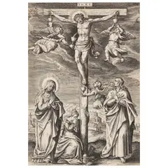 Crucifixion, n.d. by Karel de Mallery, Engraving on laid paper, sold Mar 2025