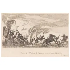 Jacques Callot, Marco Cambini; Entry of M. de Couvonage and M. de Chalabre, c. 1611-19; 1627, One engraving and one etching on wove paper, one trimmed within the plate, one with margins, each framed