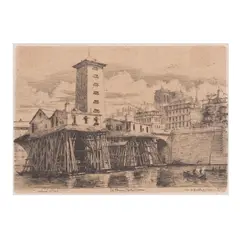 Charles Méryon, La Pompe Notre-Dame, Paris (Delteil 31), 1852, Etching with chine collé on wove support, Delteil's seventh state (of 9)