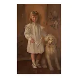American School, Portrait of a Child and Dog, oil on canvas