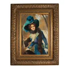 Lady in a Blue Coat and Hat by Vincent G. Stiepevich, oil on canvas, sold Dec 2025