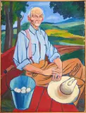 William Sharp, Vermont Poultry Farmer, oil on canvas