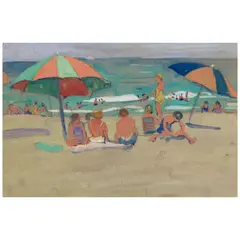 Jane Peterson, Beach Scene, gouache on paper