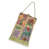Austrian Glass Beaded Purse, woven glass beads, silk taffeta, gilt metal frame and chain with enamel and glass stones, purse lg. 11 3/8 in., woven glass beads, silk taffeta, gilt metal frame and chain with enamel and glass stones, purse lg