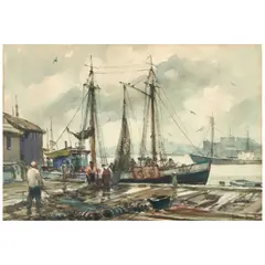 Gordon Grant, Nets Ashore, watercolor on paper
