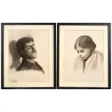 Harriet Randall Lumis, Two Charcoal Drawings, charcoal on paper