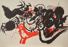 Swimming with Crab by Walasse Ting, 1956, Lithograph in colors on wove paper; signed in pencil and numbered 9/20, sold Sep 2025