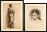 Harriet Randall Lumis, Two Charcoal Drawings, charcoal on paper