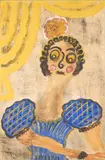 Jesús Reyes Ferreira, Woman in Blue with a Flower in her Hair, gouache on tissue paper