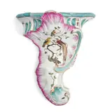 Meissen-type Porcelain Wall Pocket, Germany, 19th century,, polychrome enameled with birds and flowers, likely the mark of Gotthelf Greiner in Limbach,  lg